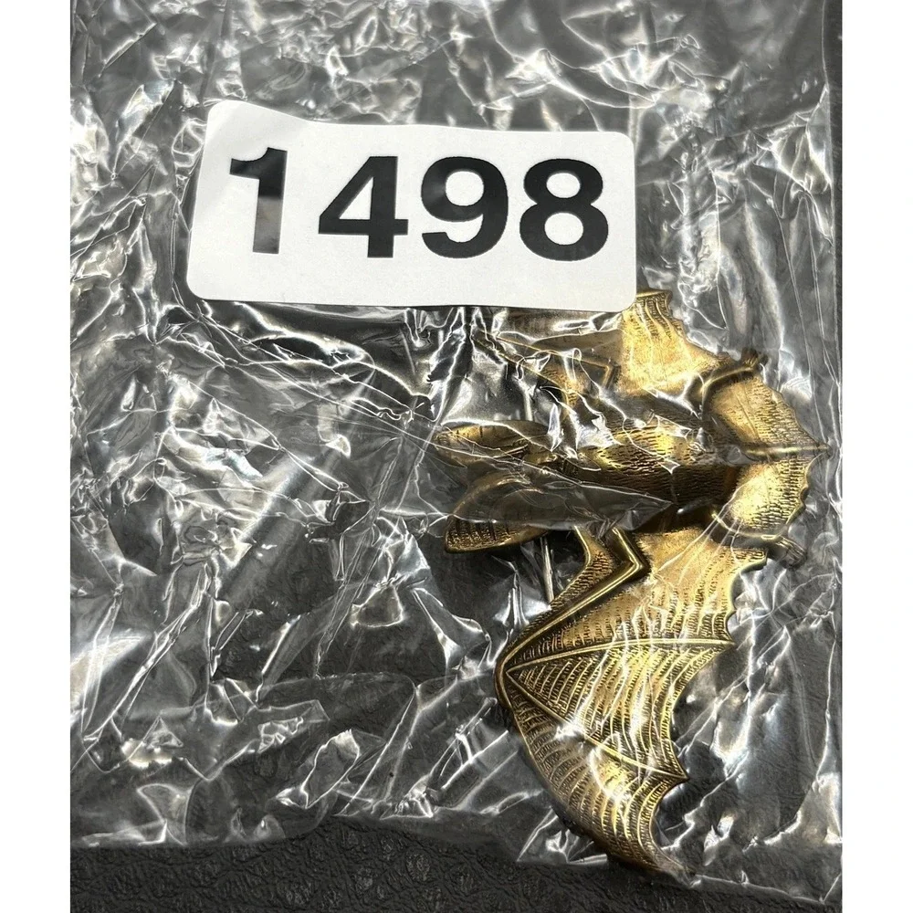 Vintage Victorian Revival Bat Brooch Pin Gothic Detailed Antiqued Gold Tone